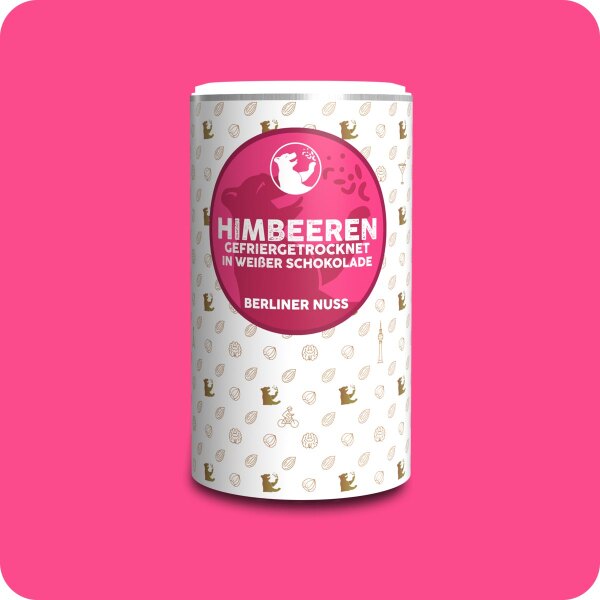 Gefriergetrocknete Himbeeren in weißer Schokolade 275g